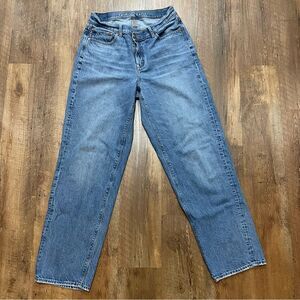 American Eagle Baggy Jean Women's 10 Medium Wash Tapered Distressed FLAW